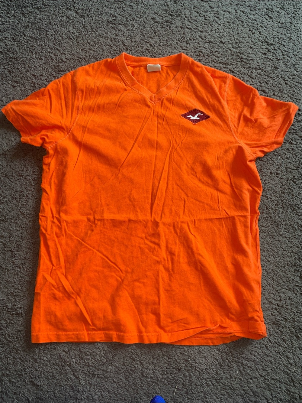 Hollister Vibrant Orange V-Neck Logo Tee - Men